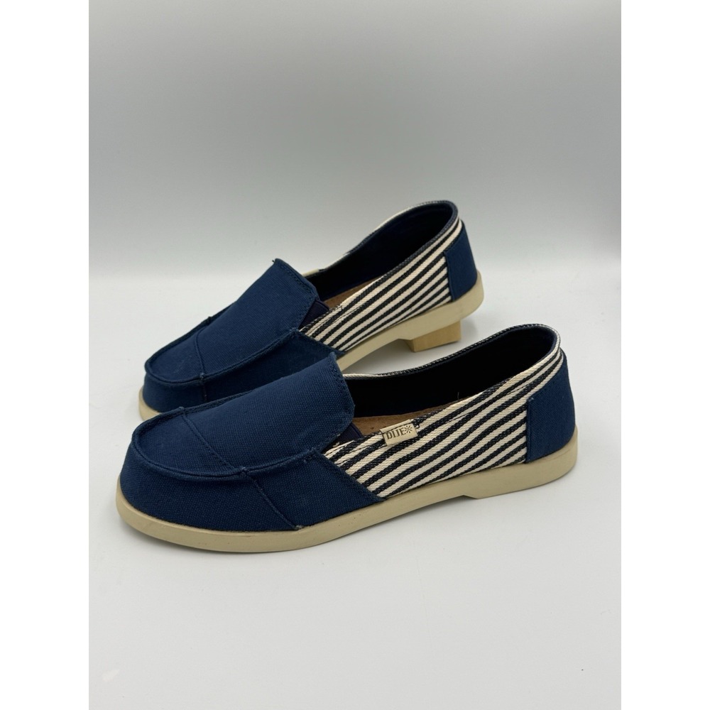 Dije California Mariner Slip On Shoes Women's 9 Navy Striped Comfort Casual NWB
